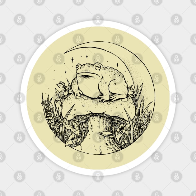 Cottagecore chonky frog (B&W) Magnet by popcornpunk